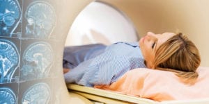female brain injury victim receiving CAT Scan