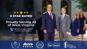West Virginia personal injury lawyers Brooks West and David Dobson outside of Charleston, WV Capitol