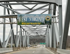 Welcome sign entering West Virginia