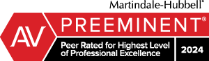 Martindale-Hubbell Preeminent Lawyer badge 2024 for West Law Firm Injury Attorneys